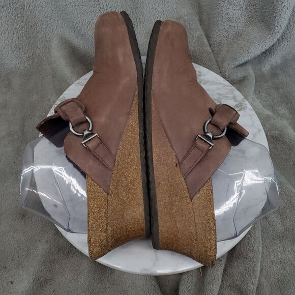 Birkenstock Shoes Womens EU 42 US 11-11.5 Brown Leather Papillio Wedge Clogs - Picture 6 of 11